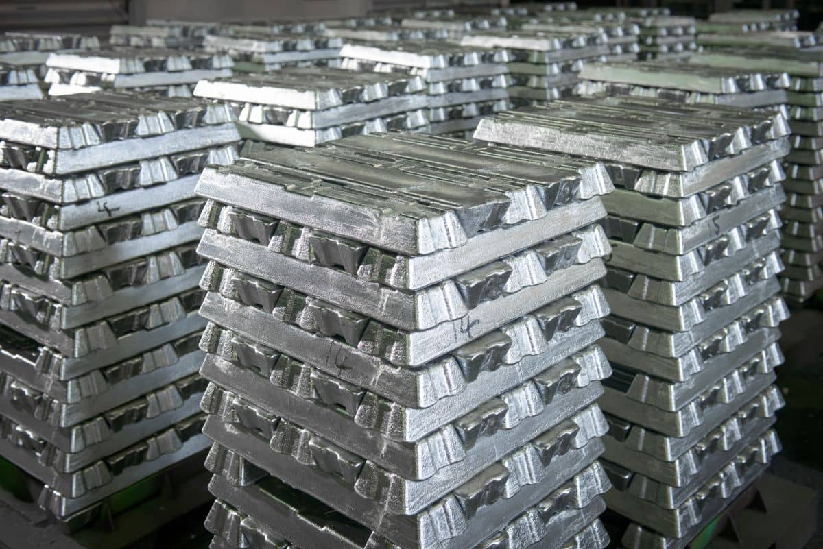 metal ingots in a warehouse